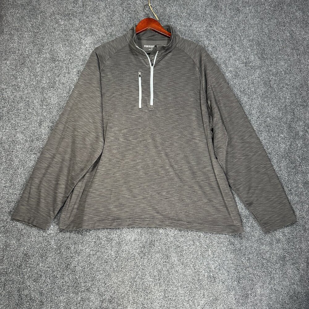 Forresters  Mens Large 1/4 Zip Gray Long Sleeve Logo Pullover Zip Pocket Golf